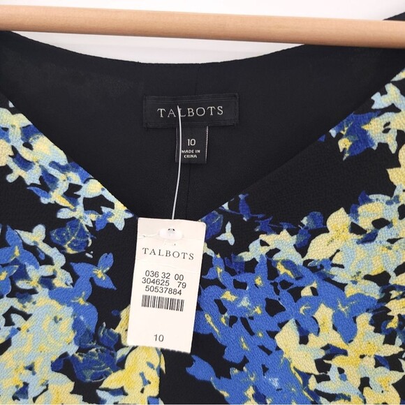 Talbots Chiffon Floral Dress Ruffle Sleeve A-Line Easter Party Womens 10 NWT - Picture 15 of 16